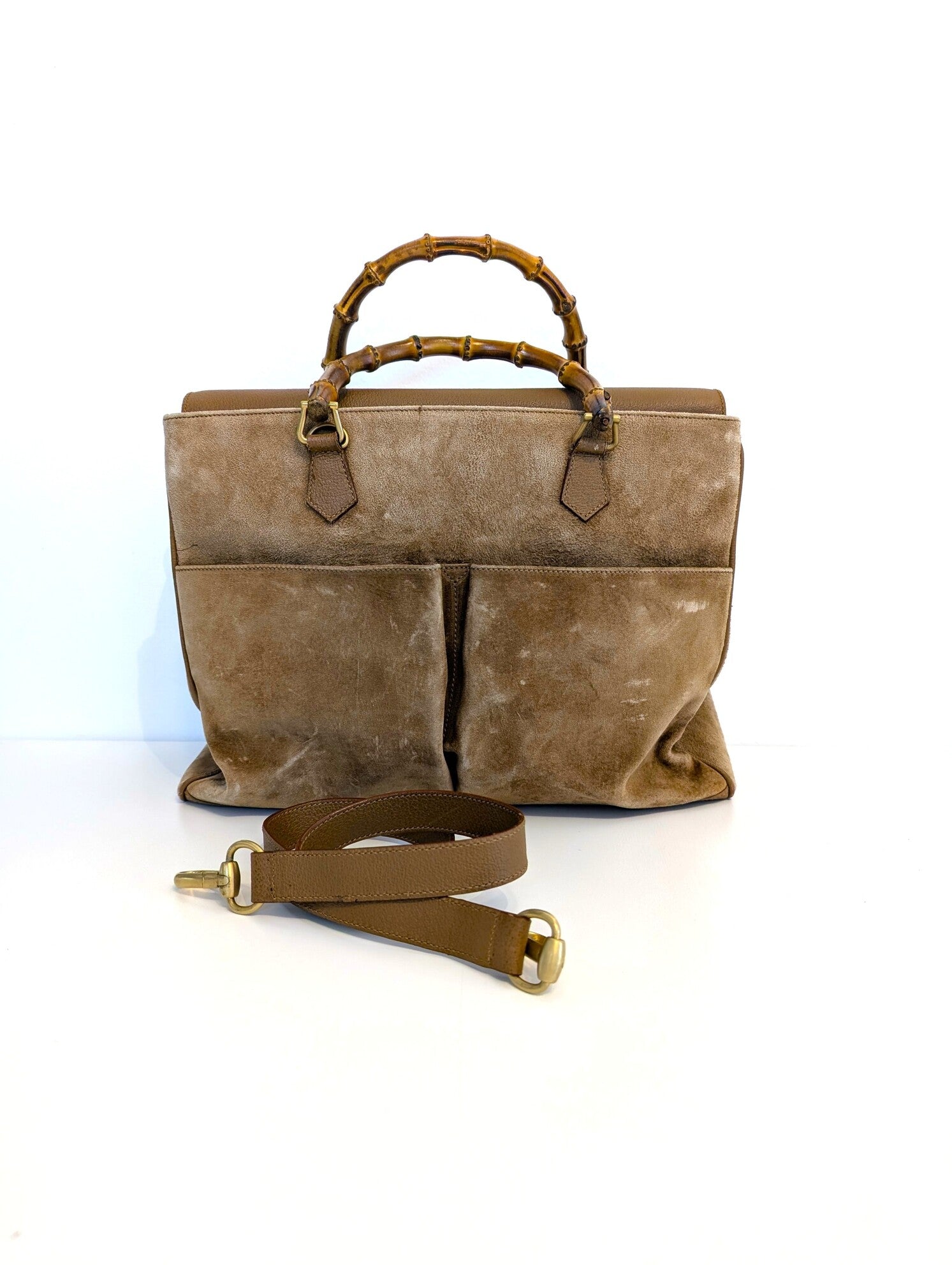 Gucci Bamboo tote camoscio beige