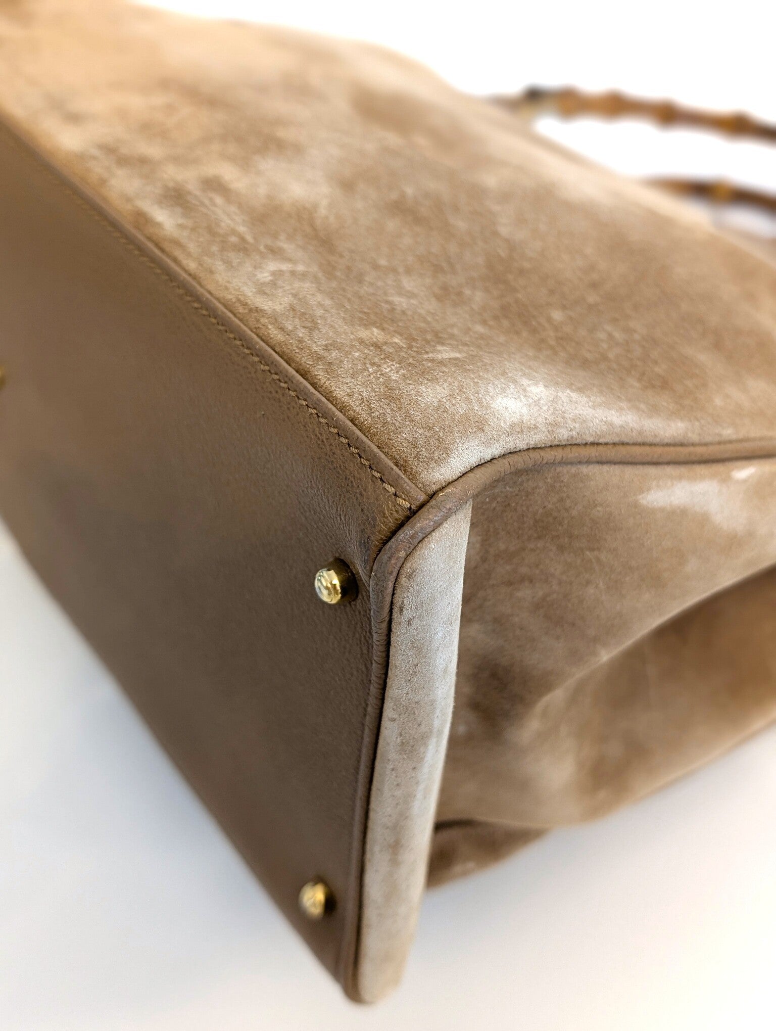 Gucci Bamboo tote camoscio beige