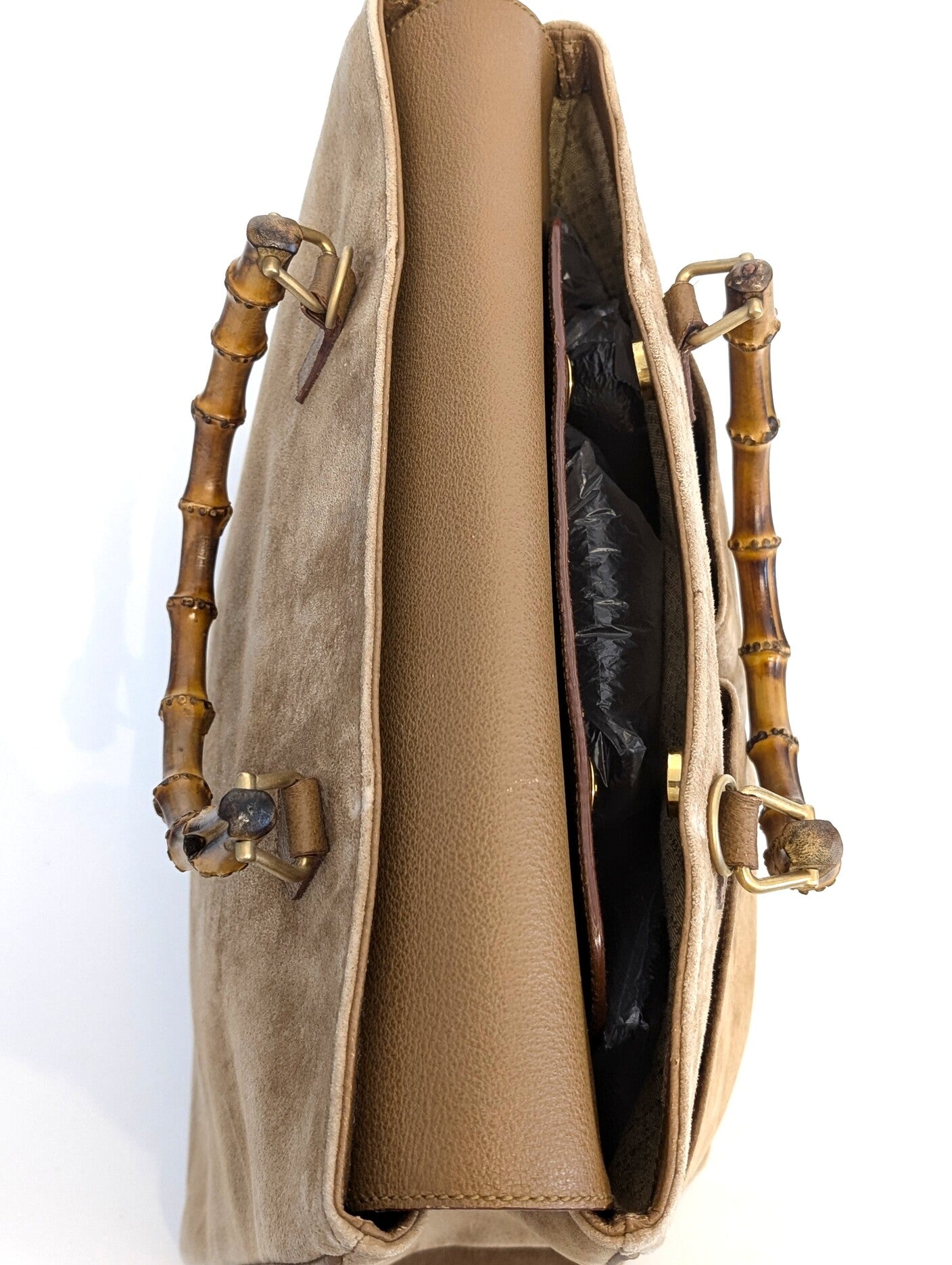 Gucci Bamboo tote camoscio beige