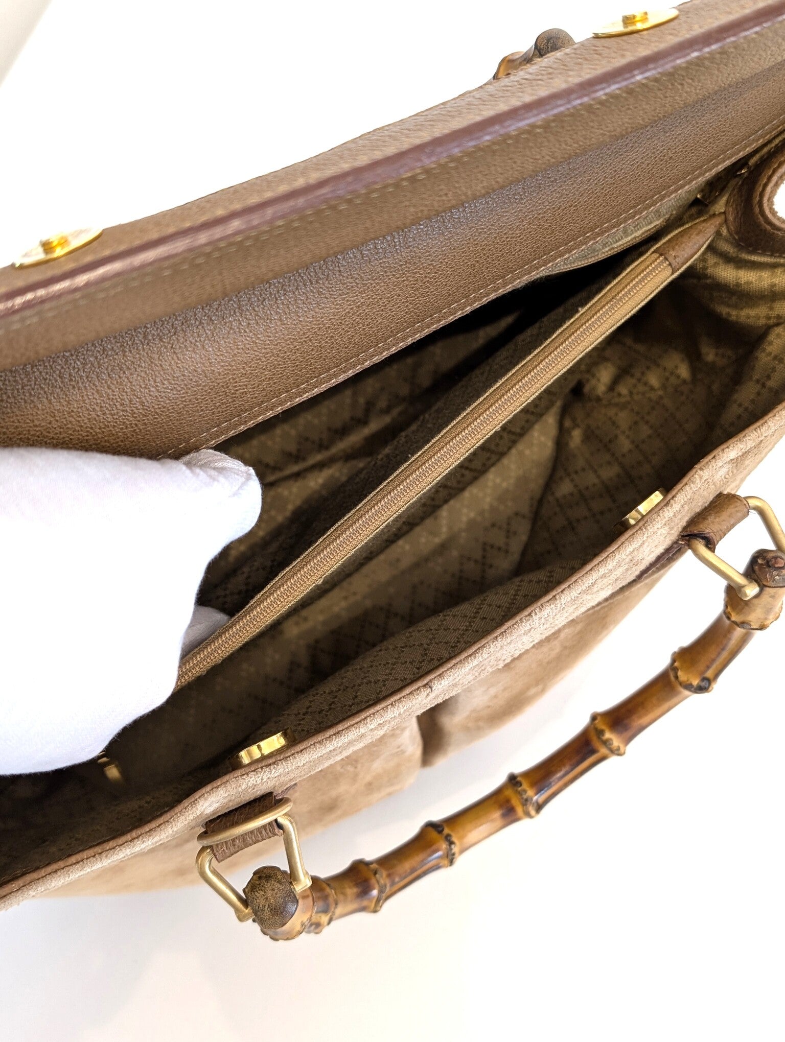 Gucci Bamboo tote camoscio beige