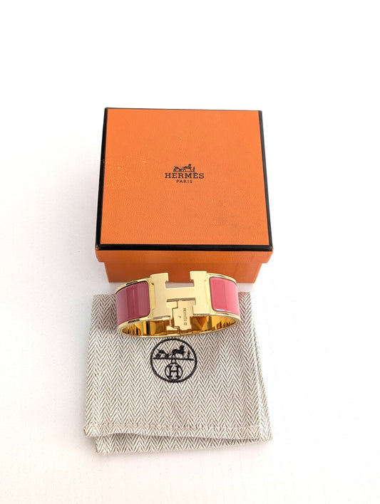 Hermes bracciale Clic Clac H pink/dorato giallo