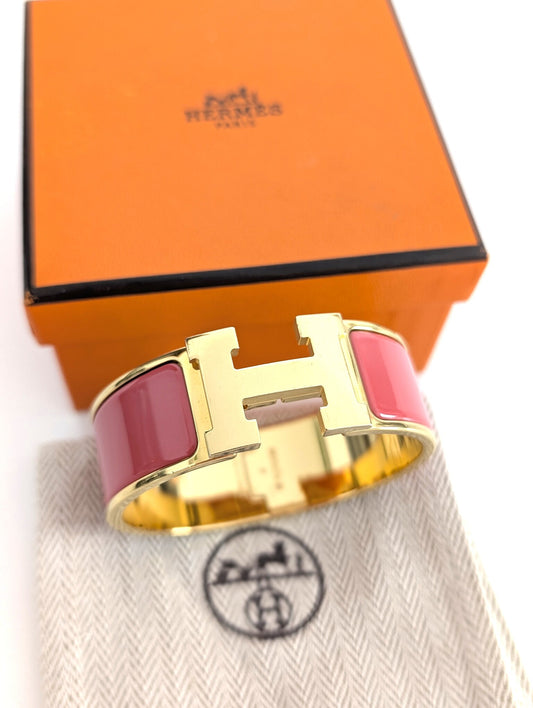 Hermes bracciale Clic Clac H pink/dorato giallo