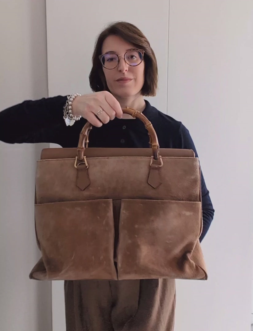 Gucci Bamboo tote camoscio beige